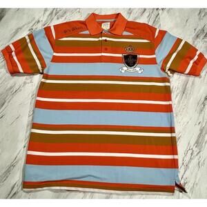 Old Skool Royalty Polo Shirt Mens Large Striped Crest Graphic #9